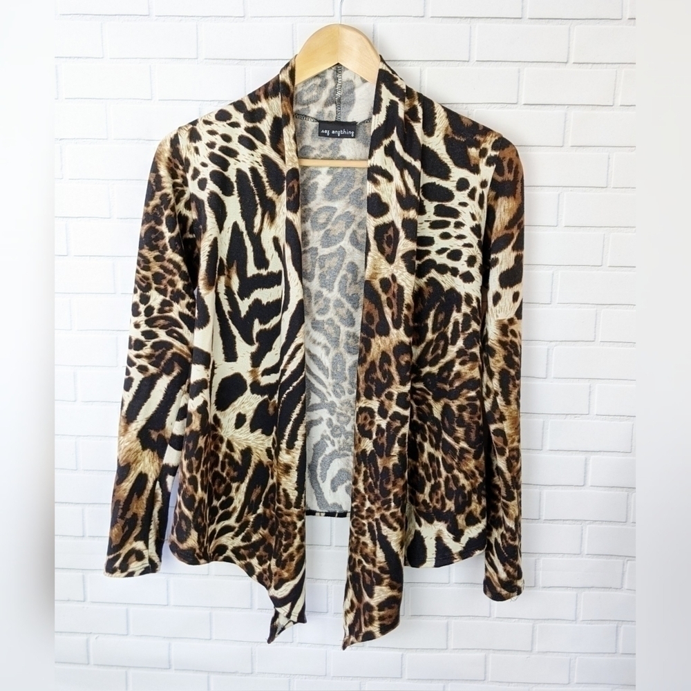 Say Anything Leopard Cardigan Sweater Women’s‎ small